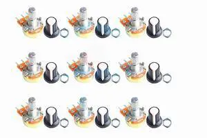 NOYITO B1K B2K B5K B10K B20K B50K B100K B500K B1M Ohm Knurled Shaft Linear Rotary Taper Potentiometer with Cap Kit (Pack of 9) NOYITO B1K B2K B5K B10K B20K B50K B100K B500K B1M Ohm Knurled Shaft Linear Rotary Taper Potentiometer with Cap Kit (Pack of 9)