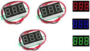 NOYITO 0.36 inches LED Ultra-Small 4.50-30V DC Digital Voltmeter 2-Wire Battery Voltage Tester Red Blue Green Three Colors Display (Pack of 3) (Blue) NOYITO 0.36 inches LED Ultra-Small 4.50-30V DC Digital Voltmeter 2-Wire Battery Voltage Tester Red Blue Green Three Colors Display (Pack of 3) (Blue)