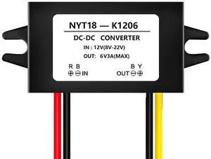 NOYITO DC to DC 6V 2A 3A Converter Buck Module 12V 16V 6V-22V Buck to 6V 3A Max Power Converter IP67 Waterproof with Overcurrent Overheat Short-Circuit Undervoltage Protection (6V 3A, Black) NOYITO DC to DC 6V 2A 3A Converter Buck Module 12V 16V 6V-22V Buck to 6V 3A Max Power Converter IP67 Waterproof with Overcurrent Overheat Short-Circuit Undervoltage Protection (6V 3A, Black)
