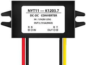 NOYITO DC to DC 12V-22V to 3.7V 2A 3A Max Power Converter - IP67 Waterproof with Overcurrent Protection (Black) NOYITO DC to DC 12V-22V to 3.7V 2A 3A Max Power Converter - IP67 Waterproof with Overcurrent Protection (Black)