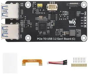 PCIe to 4-Ch USB3.2 Gen1 Board (C) Adapter for Raspberry Pi 5, Up to 5Gbps Transmission Speed, Driver-Free, Plug and Play @(PCIe to USB 3.2 Gen1 Board (C)) PCIe to 4-Ch USB3.2 Gen1 Board (C) Adapter for Raspberry Pi 5, Up to 5Gbps Transmission Speed, Driver-Free, Plug and Play @(PCIe to USB 3.2 Gen1 Board (C))