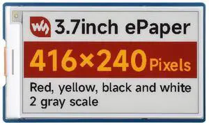 3.7inch E-Paper E-Ink Display for Raspberry Pi Series Boards/Jetson Nano, 416 × 240 Pixels, Red/Yellow/Black/White, SPI Interface @(3.7inch e-Paper HAT+ (G)) 3.7inch E-Paper E-Ink Display for Raspberry Pi Series Boards/Jetson Nano, 416 × 240 Pixels, Red/Yellow/Black/White, SPI Interface @(3.7inch e-Paper HAT+ (G))