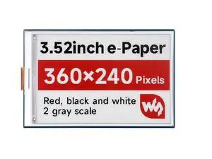 3.52inch E-Paper E-Ink 360x240 Display (B), Red/Black/White, SPI Interface, Compatible with Raspberry Pi 5/4B/3B/Zero/Zero W/Zero 2W/Pico/Pico @(3.52inch e-Paper HAT (B)) 3.52inch E-Paper E-Ink 360x240 Display (B), Red/Black/White, SPI Interface, Compatible with Raspberry Pi 5/4B/3B/Zero/Zero W/Zero 2W/Pico/Pico @(3.52inch e-Paper HAT (B))