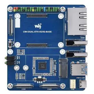 Dual Gigabit Ethernet 5G 4G Base Board Designed for Raspberry Pi Compute Module 4 Providing Interfaces Including: ETH/CSI/DSI/RTC/HDMI/SD/USB/M.2 B Key @(CM4-DUAL-ETH-4G/5G-BASE) Dual Gigabit Ethernet 5G 4G Base Board Designed for Raspberry Pi Compute Module 4 Providing Interfaces Including: ETH/CSI/DSI/RTC/HDMI/SD/USB/M.2 B Key @(CM4-DUAL-ETH-4G/5G-BASE)