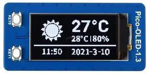 1.3 inch OLED Display Module for Raspberry Pi Pico Resolution 64×128 Interface SPI/I2C 3.3V @(Pico-OLED-1.3) 1.3 inch OLED Display Module for Raspberry Pi Pico Resolution 64×128 Interface SPI/I2C 3.3V @(Pico-OLED-1.3)