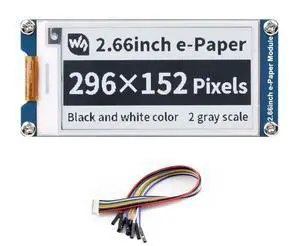 2.66 inch e-Paper E-Ink Display Module 296×152 Pixels Screen Black/White Dual-Color SPI Interface for Raspberry Pi Jetson Nano STM32 @(2.66inch e-Paper Module) 2.66 inch e-Paper E-Ink Display Module 296×152 Pixels Screen Black/White Dual-Color SPI Interface for Raspberry Pi Jetson Nano STM32 @(2.66inch e-Paper Module)