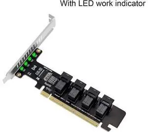 PCIE to U.2 PCIE X16 Adapter Card 4 Ports U.2 NVME SFF8643 SFF8639 LED Indicator PCIE to U.2 PCIE X16 Adapter Card 4 Ports U.2 NVME SFF8643 SFF8639 LED Indicator