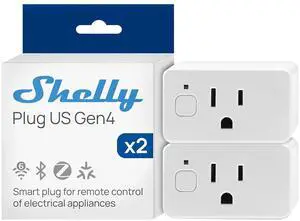 Shelly Smart Plug UL, WiFi, Bluetooth, Zigbee, Matter Outlet with Power Metering, Works with HomeKit, Google Home, Alexa, Home Assistant, Smart Socket, Easy Setup Plug US Gen4 (2 Pack) Shelly Smart Plug UL, WiFi, Bluetooth, Zigbee, Matter Outlet with Power Metering, Works with HomeKit, Google Home, Alexa, Home Assistant, Smart Socket, Easy Setup Plug US Gen4 (2 Pack)