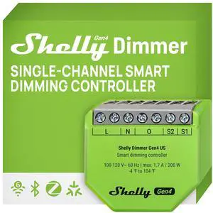 Shelly Dimmer Gen4 US UL, WiFi, Matter, Bluetooth, Zigbee Smart Dimming, Compatible with Matter, Home Assistant, Alexa, Google Home, HomeKit, Support LED Strips & Lamps, No Hub Required, Easy Control Shelly Dimmer Gen4 US UL, WiFi, Matter, Bluetooth, Zigbee Smart Dimming, Compatible with Matter, Home Assistant, Alexa, Google Home, HomeKit, Support LED Strips & Lamps, No Hub Required, Easy Control