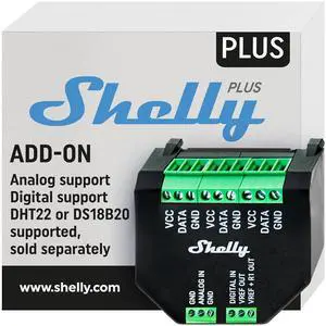 Shelly Plus Add-On | Wi-Fi & Bluetooth Add-On for Shelly Plus Devices | Measure Temperature and Humidity | Home Automation | Works with Alexa & Google Home | iOS Android App | No Hub | Digital Sensor Shelly Plus Add-On | Wi-Fi & Bluetooth Add-On for Shelly Plus Devices | Measure Temperature and Humidity | Home Automation | Works with Alexa & Google Home | iOS Android App | No Hub | Digital Sensor