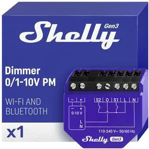 Shelly Dimmer 0/1-10V PM Gen3, Wi-Fi Smart Dimming with Power Metering | Power Monitoring, Home Automation, Compatible with Alexa and Google Home, Home Assistance, iOS Android App, No Hub Required Shelly Dimmer 0/1-10V PM Gen3, Wi-Fi Smart Dimming with Power Metering | Power Monitoring, Home Automation, Compatible with Alexa and Google Home, Home Assistance, iOS Android App, No Hub Required