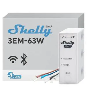 Shelly 3EM-63W Gen3 | Wi-Fi Operated Smart 3-Phase Energy Meter | Home Automation | Compatible with Alexa & Google Home | iOS Android App | No Hub Required | Data Logging | Solar Photovoltaic Ready Shelly 3EM-63W Gen3 | Wi-Fi Operated Smart 3-Phase Energy Meter | Home Automation | Compatible with Alexa & Google Home | iOS Android App | No Hub Required | Data Logging | Solar Photovoltaic Ready