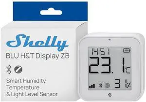 Shelly BLU H&T Display ZB White, Bluetooth & Zigbee Operated Temperature & Humidity Levels Sensor, E-Paper Display, Home Assistant, Alexa, Google Home, Real-Time Monitoring, Long-Life Battery Shelly BLU H&T Display ZB White, Bluetooth & Zigbee Operated Temperature & Humidity Levels Sensor, E-Paper Display, Home Assistant, Alexa, Google Home, Real-Time Monitoring, Long-Life Battery