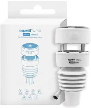 Ecowitt WS90 7-in-1 Weather Station with Bluetooth & Zigbee connectivity, Ultrasonic Wind Monitoring, Haptic rain Detection, Temperature & Humidity Tracking, UV & Illuminance, IPX5, Powered By Shelly Ecowitt WS90 7-in-1 Weather Station with Bluetooth & Zigbee connectivity, Ultrasonic Wind Monitoring, Haptic rain Detection, Temperature & Humidity Tracking, UV & Illuminance, IPX5, Powered By Shelly