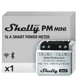 Shelly PM Mini Gen3 | WiFi Smart Power Meter 1 Channel 16 A | Home Automation | Bluetooth Gateway | Compatible with Alexa & Google Home | iOS Android App | No Hub Required | Smart Schedules Shelly PM Mini Gen3 | WiFi Smart Power Meter 1 Channel 16 A | Home Automation | Bluetooth Gateway | Compatible with Alexa & Google Home | iOS Android App | No Hub Required | Smart Schedules