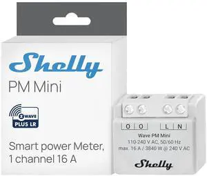 Shelly Wave PM Mini US LR, Z-Wave Long Range Smart Power Meter, 1-Channel 16 A, Compatible with Alexa, Google Home, SmartThings & Home Assistant, Bulletproof Security Shelly Wave PM Mini US LR, Z-Wave Long Range Smart Power Meter, 1-Channel 16 A, Compatible with Alexa, Google Home, SmartThings & Home Assistant, Bulletproof Security
