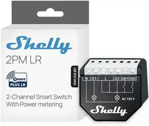 Shelly Wave 2PM US LR UL | Z-Wave Long Range Smart Switch Relay, 2-Channel 16 A with Power Metering | Home Automation | High Compatibility | Easy Installation | iOS Android App Shelly Wave 2PM US LR UL | Z-Wave Long Range Smart Switch Relay, 2-Channel 16 A with Power Metering | Home Automation | High Compatibility | Easy Installation | iOS Android App