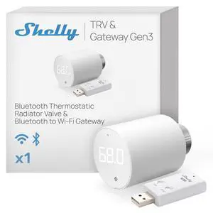 Shelly Blu TRV & Blu Gateway Gen3, Bluetooth-Operated Smart Thermostatic Valve, Smart Thermostatic Radiator Valve, Temperature Control, Home Automation, Compatible with Alexa, Google, Home Assistant Shelly Blu TRV & Blu Gateway Gen3, Bluetooth-Operated Smart Thermostatic Valve, Smart Thermostatic Radiator Valve, Temperature Control, Home Automation, Compatible with Alexa, Google, Home Assistant