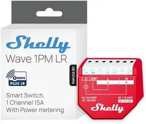 Shelly Wave 1PM US LR UL | Z-Wave Long Range Smart Switch Relay, 1-Channel 15 A with Power Metering | Home Automation | High Compatibility | Easy Installation | iOS Android App Shelly Wave 1PM US LR UL | Z-Wave Long Range Smart Switch Relay, 1-Channel 15 A with Power Metering | Home Automation | High Compatibility | Easy Installation | iOS Android App