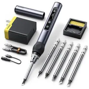 FNIRSI HS01 Soldering Iron Kit DC/PD(96W/65W) 6S Fast Heating | 180-7806 Soldering Tips, Digital OLED Screen Display, Auto Sleep, Micro Soldering Pen for Electronics Repair FNIRSI HS01 Soldering Iron Kit DC/PD(96W/65W) 6S Fast Heating | 180-7806 Soldering Tips, Digital OLED Screen Display, Auto Sleep, Micro Soldering Pen for Electronics Repair
