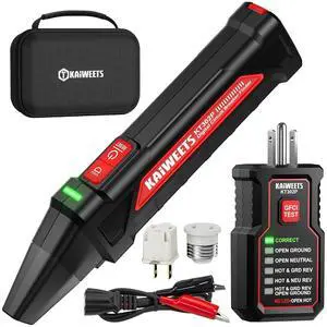 Circuit Breaker Finder Tool Kit, GFCI Outlet Tester with Dual-Sided LED Indicators, Electrical Circuit Tracer Tool with Flashlight, Includes Carrying Case and Adapters- KT302P Circuit Breaker Finder Tool Kit, GFCI Outlet Tester with Dual-Sided LED Indicators, Electrical Circuit Tracer Tool with Flashlight, Includes Carrying Case and Adapters- KT302P