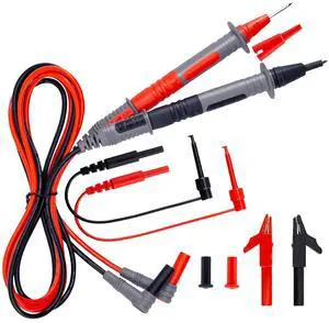 Soft Silicone Electrician Test Leads Kit CAT III 1000V & CAT IV 600V with Alligator Clips and Needle Probe for Fluke/AstroAI/INNOVA Multimeter Electronic Clamp Meter 9PCS Soft Silicone Electrician Test Leads Kit CAT III 1000V & CAT IV 600V with Alligator Clips and Needle Probe for Fluke/AstroAI/INNOVA Multimeter Electronic Clamp Meter 9PCS