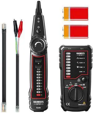 Network Cable Tester, RJ45 RJ11 Wire Tracer Line Finder, Tone Generator and Probe Kit, Cable Tracer Ethernet LAN Network Cat5 Cat6 for Cable Collation, Telephone Line Test Network Cable Tester, RJ45 RJ11 Wire Tracer Line Finder, Tone Generator and Probe Kit, Cable Tracer Ethernet LAN Network Cat5 Cat6 for Cable Collation, Telephone Line Test
