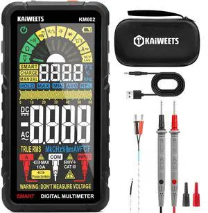 Smart Multimeter Rechargeable Electrical Tester with Auto Ranging Digital Voltmeter Measures Voltage Current Resistance Continuity Capacitance Temperature Frequency NCV 6000 Counts TRMS Smart Multimeter Rechargeable Electrical Tester with Auto Ranging Digital Voltmeter Measures Voltage Current Resistance Continuity Capacitance Temperature Frequency NCV 6000 Counts TRMS