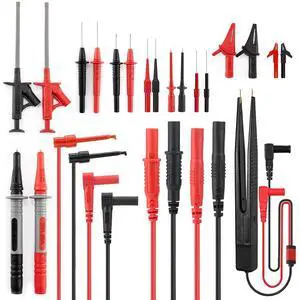23PCS Multimeter Test Leads Kit with Replaceable Precision Probes Set and Alligator Clips, Test Probes, Test Hook, Flexible Wires Professional Kit General Use for Digital Electrical Testing 23PCS Multimeter Test Leads Kit with Replaceable Precision Probes Set and Alligator Clips, Test Probes, Test Hook, Flexible Wires Professional Kit General Use for Digital Electrical Testing
