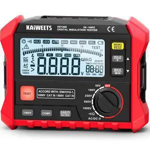 Megohmmeter Insulation Tester 3M-100G 1000V DAR/PI Pro Ohm Meter | 5 Range AC/DC Volt Test, with Case, Pass/Fall, Threshold Comparison, Large Backlit LCD, Data Hold, for Motor Solar HVAC Megohmmeter Insulation Tester 3M-100G 1000V DAR/PI Pro Ohm Meter | 5 Range AC/DC Volt Test, with Case, Pass/Fall, Threshold Comparison, Large Backlit LCD, Data Hold, for Motor Solar HVAC