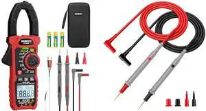 HT208F Inrush Digital Clamp Meter 1000A and KET01 Silicone Multimeter Test Leads with Gold-Plated Probes, 48 inch Long HT208F Inrush Digital Clamp Meter 1000A and KET01 Silicone Multimeter Test Leads with Gold-Plated Probes, 48 inch Long