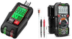 HT118A Digital Multimeter TRMS 6000 Counts and KT301T GFCI Outlet Tester with LCD Display HT118A Digital Multimeter TRMS 6000 Counts and KT301T GFCI Outlet Tester with LCD Display