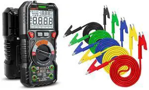 Digital Multimeter TRMS 6000 Counts Ohmmeter with 5PCS Alligator Clips Electrical Test Leads Set, Multimeter Measures Voltage Current Amp Resistance Diodes Continuity Duty-Cycle Capacitance T Digital Multimeter TRMS 6000 Counts Ohmmeter with 5PCS Alligator Clips Electrical Test Leads Set, Multimeter Measures Voltage Current Amp Resistance Diodes Continuity Duty-Cycle Capacitance T