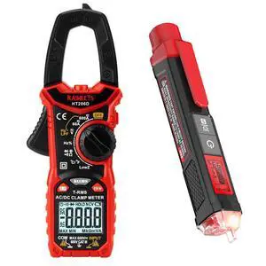 HT206D Digital Clamp Meter T-RMS 6000 Counts, HT100s Voltage Tester/Non-Contact Voltage Tester with Signal Percentage HT206D Digital Clamp Meter T-RMS 6000 Counts, HT100s Voltage Tester/Non-Contact Voltage Tester with Signal Percentage