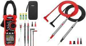 HT208D Inrush Clamp Meter 1000A True RMS AC/DC Current Amp Meter and KET20 Silicone Multimeter Test Leads with Gold-Plated Probes HT208D Inrush Clamp Meter 1000A True RMS AC/DC Current Amp Meter and KET20 Silicone Multimeter Test Leads with Gold-Plated Probes