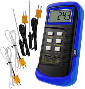 Thermocouple Thermometer Digital K Type Dual Channel Thermometer HVAC Temperature Meter with 4 Thermocouples, MAX/MIN/AVG Temperature Measurement, -50~1300°C (-58~2372°F) Thermocouple Thermometer Digital K Type Dual Channel Thermometer HVAC Temperature Meter with 4 Thermocouples, MAX/MIN/AVG Temperature Measurement, -50~1300°C (-58~2372°F)