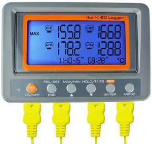 Digital 4 Channel Thermocouple Thermometer Temperature Recorder Data Logger AZ Instruments Multi Channel K Type Thermometer Thermocouple Reader with 8G SD Card 2 Bead Type K-Thermocouple Probe Digital 4 Channel Thermocouple Thermometer Temperature Recorder Data Logger AZ Instruments Multi Channel K Type Thermometer Thermocouple Reader with 8G SD Card 2 Bead Type K-Thermocouple Probe