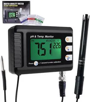 Digital Combo pH & Temperature Meter, Aquarium Thermometer pH Monitor with Automatic Calibration Function for Fish Tank Hydroponics Aquaculture Laboratory Digital Combo pH & Temperature Meter, Aquarium Thermometer pH Monitor with Automatic Calibration Function for Fish Tank Hydroponics Aquaculture Laboratory