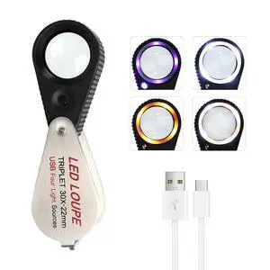 30X Rechargeable Jewelers Loupe Hasting Triplet Loupe, Pocket Foldable Illuminated Jewelry Loop Magnifier with UV & LED Light for Jewelry, Watch Repair, Coins & Stamps Collecting(4 Lights Mode) 30X Rechargeable Jewelers Loupe Hasting Triplet Loupe, Pocket Foldable Illuminated Jewelry Loop Magnifier with UV & LED Light for Jewelry, Watch Repair, Coins & Stamps Collecting(4 Lights Mode)