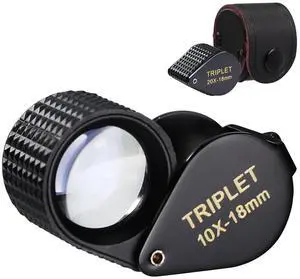 Jewelers Loupe Hasting Triplet Loupe 10X with 18mm Optic Lens, Jewelry Magnifying Glass 10X Hand Lens for Jewelers, Gemologists, Collectors Jewelers Loupe Hasting Triplet Loupe 10X with 18mm Optic Lens, Jewelry Magnifying Glass 10X Hand Lens for Jewelers, Gemologists, Collectors