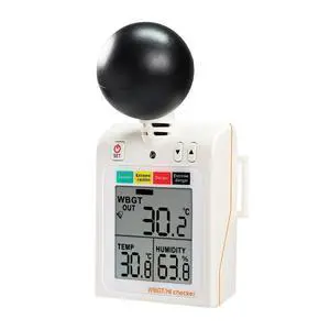 Wearable 2-in-1 WBGT + HI Heat Index Checker Wet Bulb Globe Temperature Heat Stress Meter Air Globe Temperature Humidity Tester with Dangerous Level Indicator Audible Alarm Wearable 2-in-1 WBGT + HI Heat Index Checker Wet Bulb Globe Temperature Heat Stress Meter Air Globe Temperature Humidity Tester with Dangerous Level Indicator Audible Alarm