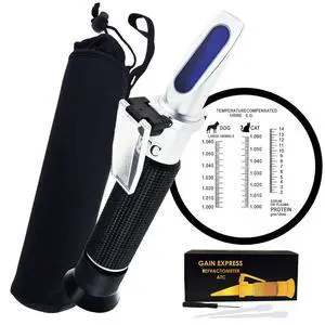 Clinical Refractometer with ATC, Tri-Scale Serum Plasma Protein Test 2-14g/dl Urine Specific Gravity 1.000-1.060SG, for Veterinary Vet Cat Dog Pets Clinical Refractometer with ATC, Tri-Scale Serum Plasma Protein Test 2-14g/dl Urine Specific Gravity 1.000-1.060SG, for Veterinary Vet Cat Dog Pets