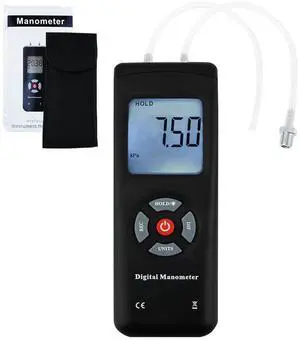 Manometer, Professional Air Pressure Meter, Digital Manometer Gas Pressure Gauge Tester, 11 Units with Backlight, Suitable for Differential Pressure of 1-2 Pipes Air Condition System Measurement Manometer, Professional Air Pressure Meter, Digital Manometer Gas Pressure Gauge Tester, 11 Units with Backlight, Suitable for Differential Pressure of 1-2 Pipes Air Condition System Measurement