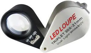 Jewelers Loupe Magnifier, Jewelry Loop Magnifier with Light, Hastings Triplet Loupe 30X, Jewelry Magnifying Glass for Coin, Gem, Stamp, Diamond etc (White LED & UV Light) Jewelers Loupe Magnifier, Jewelry Loop Magnifier with Light, Hastings Triplet Loupe 30X, Jewelry Magnifying Glass for Coin, Gem, Stamp, Diamond etc (White LED & UV Light)