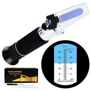 0-28% Salinity Refractometer ATC, Sodium Chloride (NaCl) Salt Level Meter Tester, Test Kit for Sea Water Brine Seawater Food Industry Pickle Soy Sauce, ±0.2% Accuracy 0-28% Salinity Refractometer ATC, Sodium Chloride (NaCl) Salt Level Meter Tester, Test Kit for Sea Water Brine Seawater Food Industry Pickle Soy Sauce, ±0.2% Accuracy