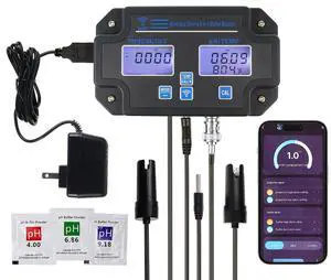 6 in1 PH Meter for Water Hydroponics Accuracy Digital PH Tester pH/EC/TDS/Salt/SG/Temperature Meter with Wireless Wi-Fi PH Monitor via Mobile APP for Household Drinking, Pool and Aquarium 6 in1 PH Meter for Water Hydroponics Accuracy Digital PH Tester pH/EC/TDS/Salt/SG/Temperature Meter with Wireless Wi-Fi PH Monitor via Mobile APP for Household Drinking, Pool and Aquarium