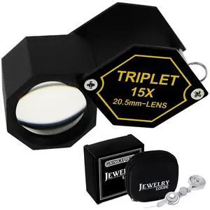 15x Magnification Loupe Black Frame Jewelry Loupe 20.5mm Triplet Lens Achromatic Optical Glass Magnifying Tool Metal (Aluminum) Body Hexagonal Design Kit Set 15x Magnification Loupe Black Frame Jewelry Loupe 20.5mm Triplet Lens Achromatic Optical Glass Magnifying Tool Metal (Aluminum) Body Hexagonal Design Kit Set