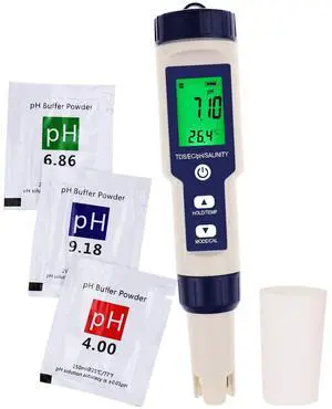 Pentype Multi-Paramater 5-in-1 Water Quality Tester (pH/TDS/EC/Temp/Salinity) Waterproof Digital Meter Household Industrial Laboratory Analysis Pentype Multi-Paramater 5-in-1 Water Quality Tester (pH/TDS/EC/Temp/Salinity) Waterproof Digital Meter Household Industrial Laboratory Analysis