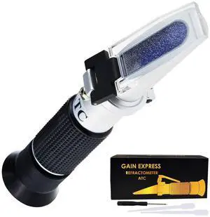 Alcohol Refractometer for Spirit Alcohol Volume Percent with Automatic Temperature Compensation (ATC) Dual Scale Brix 0-40% 0-25% VOL in Wine Making and Beer Brewing, Homebrew Kit Alcohol Refractometer for Spirit Alcohol Volume Percent with Automatic Temperature Compensation (ATC) Dual Scale Brix 0-40% 0-25% VOL in Wine Making and Beer Brewing, Homebrew Kit