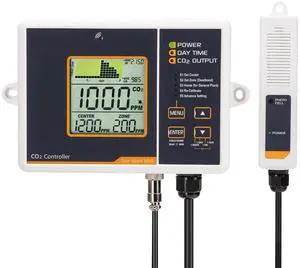 CO2 Controller Carbon Dioxide Controller CO2 Meter Dector Monitor Day and Night CO2 Control Relay Function 4.6m Long Cable Dual Channel Low Drift NDIR Sensor for Green House Grow Room Factory Home Off CO2 Controller Carbon Dioxide Controller CO2 Meter Dector Monitor Day and Night CO2 Control Relay Function 4.6m Long Cable Dual Channel Low Drift NDIR Sensor for Green House Grow Room Factory Home Off